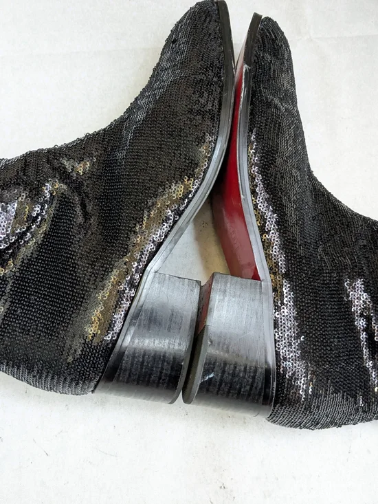 Christian Louboutin Side Zip Boots Black Sequins Men 12 45 - Picture 7 of 13